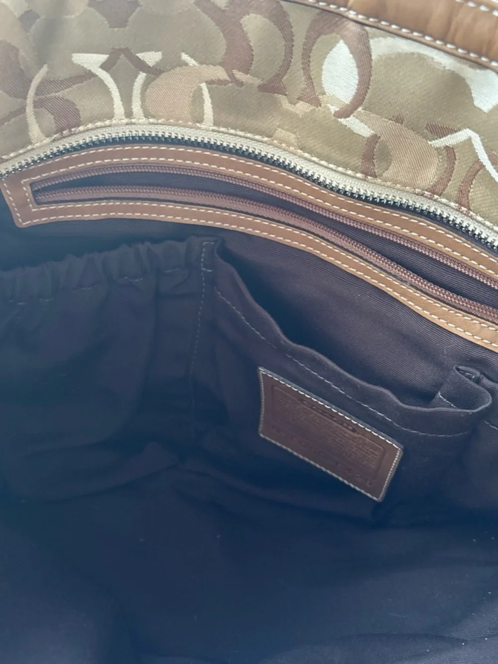 Coach Beige and Brown Signature Canvas Shoulder Tote